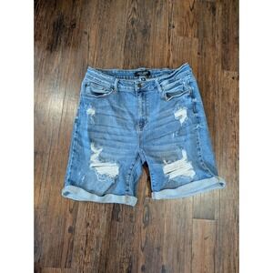 Judy Blue High waisted Bermuda shorts Women's Jean Distressed,Cuffed Short Sz 1X